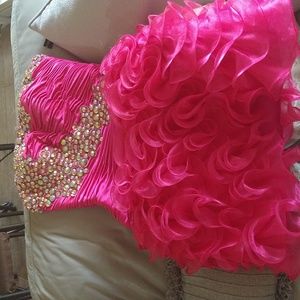 Tony Bowls "Mon Cheri Dress" Hot Pink Prom Dress